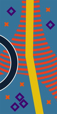 Geometrik şekilli soyut arkaplan sanatı. Memphis tarzı sanat posterleri için soyut bir arka plan. Boho Soyut Arkaplan Eğrisi Çizgileri ve Geometrik Aksanlar.