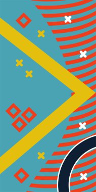 Geometrik şekilli soyut arkaplan sanatı. Memphis tarzı sanat posterleri için soyut bir arka plan. Boho Soyut Arkaplan Eğrisi Çizgileri ve Geometrik Aksanlar.