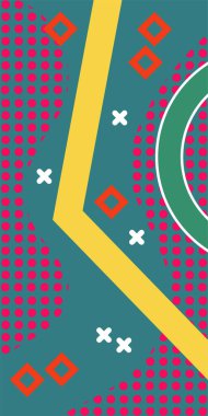 Geometrik şekilli soyut arkaplan sanatı. Memphis tarzı sanat posterleri için soyut bir arka plan. Boho Soyut Arkaplan Eğrisi Çizgileri ve Geometrik Aksanlar.