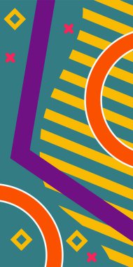 Geometrik şekilli soyut arkaplan sanatı. Memphis tarzı sanat posterleri için soyut bir arka plan. Boho Soyut Arkaplan Eğrisi Çizgileri ve Geometrik Aksanlar.