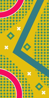 Geometrik şekilli soyut arkaplan sanatı. Memphis tarzı sanat posterleri için soyut bir arka plan. Boho Soyut Arkaplan Eğrisi Çizgileri ve Geometrik Aksanlar.