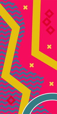 Geometrik şekilli soyut arkaplan sanatı. Memphis tarzı sanat posterleri için soyut bir arka plan. Boho Soyut Arkaplan Eğrisi Çizgileri ve Geometrik Aksanlar.