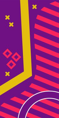 Geometrik şekilli soyut arkaplan sanatı. Memphis tarzı sanat posterleri için soyut bir arka plan. Boho Soyut Arkaplan Eğrisi Çizgileri ve Geometrik Aksanlar.