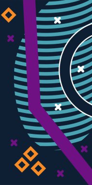 Geometrik şekilli soyut arkaplan sanatı. Memphis tarzı sanat posterleri için soyut bir arka plan. Boho Soyut Arkaplan Eğrisi Çizgileri ve Geometrik Aksanlar.