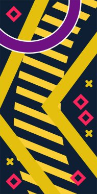 Geometrik şekilli soyut arkaplan sanatı. Memphis tarzı sanat posterleri için soyut bir arka plan. Boho Soyut Arkaplan Eğrisi Çizgileri ve Geometrik Aksanlar.