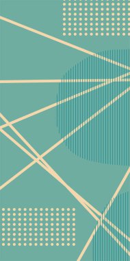 Çizgili Modern Soyut Mozaik ve Geometrik Şekiller Süslemeli Vektör Tasarımı. Noktalar, çizgiler ve geometrik şekiller mozaiğiyle soyut bir arkaplan. Memphis tarzı sanat ile poster için soyut arkaplan.