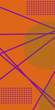 Çizgili Modern Soyut Mozaik ve Geometrik Şekiller Süslemeli Vektör Tasarımı. Noktalar, çizgiler ve geometrik şekiller mozaiğiyle soyut bir arkaplan. Memphis tarzı sanat ile poster için soyut arkaplan.