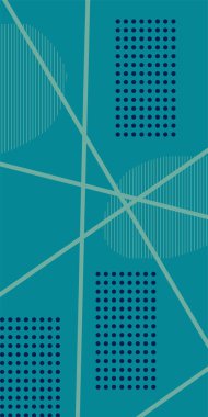 Çizgili Modern Soyut Mozaik ve Geometrik Şekiller Süslemeli Vektör Tasarımı. Noktalar, çizgiler ve geometrik şekiller mozaiğiyle soyut bir arkaplan. Memphis tarzı sanat ile poster için soyut arkaplan.