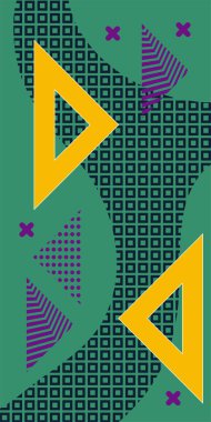 Modern Soyut Mozaik Geometrik Şekiller ve Süslü Vektör Tasarımı. Geometrik şekillerin mozaiğiyle soyut arkaplan süslemeleri. Memphis tarzı sanat ile poster için soyut arkaplan.