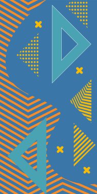 Modern Soyut Mozaik Geometrik Şekiller ve Süslü Vektör Tasarımı. Geometrik şekillerin mozaiğiyle soyut arkaplan süslemeleri. Memphis tarzı sanat ile poster için soyut arkaplan.