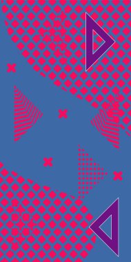 Modern Soyut Mozaik Geometrik Şekiller ve Süslü Vektör Tasarımı. Geometrik şekillerin mozaiğiyle soyut arkaplan süslemeleri. Memphis tarzı sanat ile poster için soyut arkaplan.