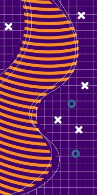 Modern Soyut Mozaik Geometrik Şekiller ve Süslü Vektör Tasarımı. Geometrik şekillerin mozaiğiyle soyut arkaplan süslemeleri. Memphis tarzı sanat ile poster için soyut arkaplan.