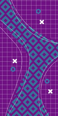 Modern Soyut Mozaik Geometrik Şekiller ve Süslü Vektör Tasarımı. Geometrik şekillerin mozaiğiyle soyut arkaplan süslemeleri. Memphis tarzı sanat ile poster için soyut arkaplan.