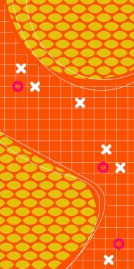 Modern Soyut Mozaik Geometrik Şekiller ve Süslü Vektör Tasarımı. Geometrik şekillerin mozaiğiyle soyut arkaplan süslemeleri. Memphis tarzı sanat ile poster için soyut arkaplan.