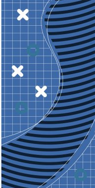 Modern Soyut Mozaik Geometrik Şekiller ve Süslü Vektör Tasarımı. Geometrik şekillerin mozaiğiyle soyut arkaplan süslemeleri. Memphis tarzı sanat ile poster için soyut arkaplan.