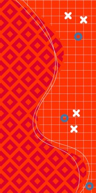 Modern Soyut Mozaik Geometrik Şekiller ve Süslü Vektör Tasarımı. Geometrik şekillerin mozaiğiyle soyut arkaplan süslemeleri. Memphis tarzı sanat ile poster için soyut arkaplan.