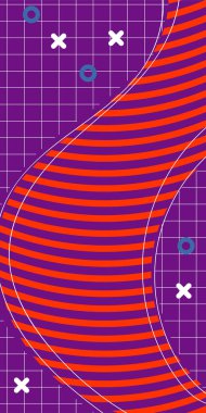 Modern Soyut Mozaik Geometrik Şekiller ve Süslü Vektör Tasarımı. Geometrik şekillerin mozaiğiyle soyut arkaplan süslemeleri. Memphis tarzı sanat ile poster için soyut arkaplan.