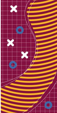 Modern Soyut Mozaik Geometrik Şekiller ve Süslü Vektör Tasarımı. Geometrik şekillerin mozaiğiyle soyut arkaplan süslemeleri. Memphis tarzı sanat ile poster için soyut arkaplan.