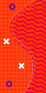 Modern Soyut Mozaik Geometrik Şekiller ve Süslü Vektör Tasarımı. Geometrik şekillerin mozaiğiyle soyut arkaplan süslemeleri. Memphis tarzı sanat ile poster için soyut arkaplan.