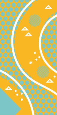 Modern Soyut Mozaik Geometrik Şekiller ve Süslü Vektör Tasarımı. Geometrik şekillerin mozaiğiyle soyut arkaplan süslemeleri. Memphis tarzı sanat ile poster için soyut arkaplan.