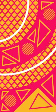 Modern Soyut Mozaik Geometrik Şekiller ve Süslü Vektör Tasarımı. Geometrik şekillerin mozaiğiyle soyut arkaplan süslemeleri. Memphis tarzı sanat ile poster için soyut arkaplan.