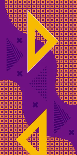 Modern Soyut Mozaik Geometrik Şekiller ve Süslü Vektör Tasarımı. Geometrik şekillerin mozaiğiyle soyut arkaplan süslemeleri. Memphis tarzı sanat ile poster için soyut arkaplan.