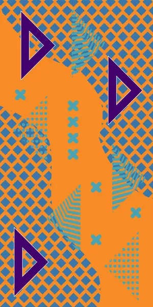 Modern Soyut Mozaik Geometrik Şekiller ve Süslü Vektör Tasarımı. Geometrik şekillerin mozaiğiyle soyut arkaplan süslemeleri. Memphis tarzı sanat ile poster için soyut arkaplan.