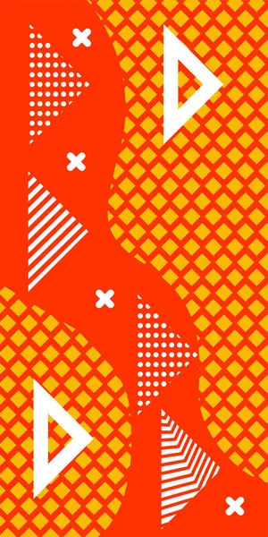 Modern Soyut Mozaik Geometrik Şekiller ve Süslü Vektör Tasarımı. Geometrik şekillerin mozaiğiyle soyut arkaplan süslemeleri. Memphis tarzı sanat ile poster için soyut arkaplan.