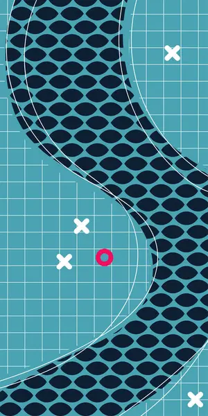 Modern Soyut Mozaik Geometrik Şekiller ve Süslü Vektör Tasarımı. Geometrik şekillerin mozaiğiyle soyut arkaplan süslemeleri. Memphis tarzı sanat ile poster için soyut arkaplan.