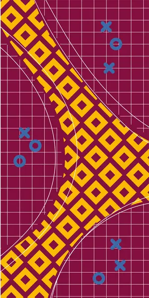 Modern Soyut Mozaik Geometrik Şekiller ve Süslü Vektör Tasarımı. Geometrik şekillerin mozaiğiyle soyut arkaplan süslemeleri. Memphis tarzı sanat ile poster için soyut arkaplan.