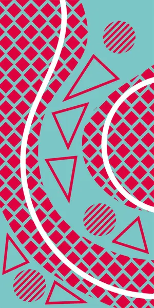 Modern Soyut Mozaik Geometrik Şekiller ve Süslü Vektör Tasarımı. Geometrik şekillerin mozaiğiyle soyut arkaplan süslemeleri. Memphis tarzı sanat ile poster için soyut arkaplan.