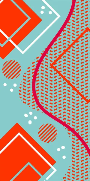 Modern Soyut Mozaik Geometrik Şekiller ve Süslü Vektör Tasarımı. Geometrik şekillerin mozaiğiyle soyut arkaplan süslemeleri. Memphis tarzı sanat ile poster için soyut arkaplan.