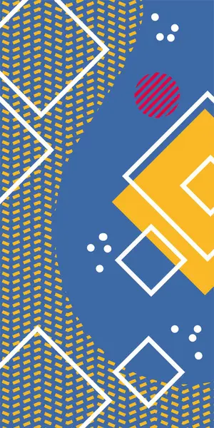 Modern Soyut Mozaik Geometrik Şekiller ve Süslü Vektör Tasarımı. Geometrik şekillerin mozaiğiyle soyut arkaplan süslemeleri. Memphis tarzı sanat ile poster için soyut arkaplan.