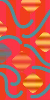 Çizgili soyut arkaplan sanatı, kıvrımlı çizgiler ve bazı geometrik şekil süslemeleri