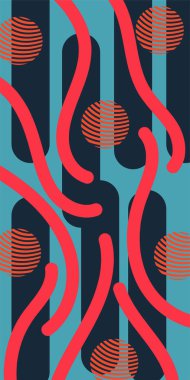 Çizgili soyut arkaplan sanatı, kıvrımlı çizgiler ve bazı geometrik şekil süslemeleri