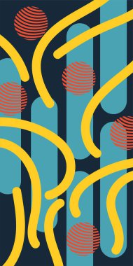 Çizgili soyut arkaplan sanatı, kıvrımlı çizgiler ve bazı geometrik şekil süslemeleri