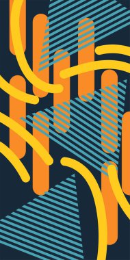 Çizgili soyut arkaplan sanatı, kıvrımlı çizgiler ve bazı geometrik şekil süslemeleri