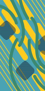 Çizgili soyut arkaplan sanatı, kıvrımlı çizgiler ve bazı geometrik şekil süslemeleri