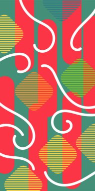 Çizgili soyut arkaplan sanatı, kıvrımlı çizgiler ve bazı geometrik şekil süslemeleri