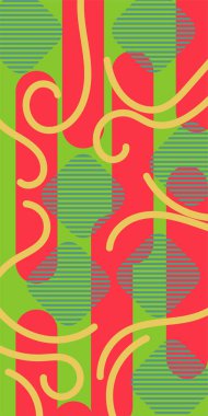 Çizgili soyut arkaplan sanatı, kıvrımlı çizgiler ve bazı geometrik şekil süslemeleri