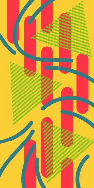 Çizgili soyut arkaplan sanatı, kıvrımlı çizgiler ve bazı geometrik şekil süslemeleri