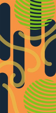 Çizgili soyut arkaplan sanatı, kıvrımlı çizgiler ve bazı geometrik şekil süslemeleri