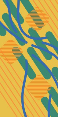 Çizgili soyut arkaplan sanatı, kıvrımlı çizgiler ve bazı geometrik şekil süslemeleri