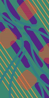 Çizgili soyut arkaplan sanatı, kıvrımlı çizgiler ve bazı geometrik şekil süslemeleri