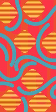 Çizgili soyut arkaplan sanatı, kıvrımlı çizgiler ve bazı geometrik şekil süslemeleri