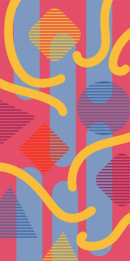 Çizgili soyut arkaplan sanatı, kıvrımlı çizgiler ve bazı geometrik şekil süslemeleri