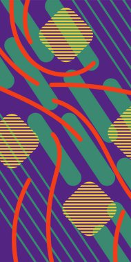 Çizgili soyut arkaplan sanatı, kıvrımlı çizgiler ve bazı geometrik şekil süslemeleri