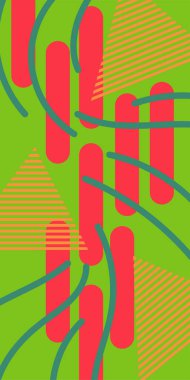 Çizgili soyut arkaplan sanatı, kıvrımlı çizgiler ve bazı geometrik şekil süslemeleri