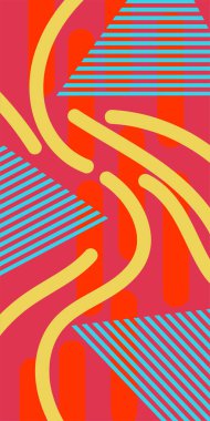 Çizgili soyut arkaplan sanatı, kıvrımlı çizgiler ve bazı geometrik şekil süslemeleri
