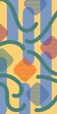 Çizgili soyut arkaplan sanatı, kıvrımlı çizgiler ve bazı geometrik şekil süslemeleri